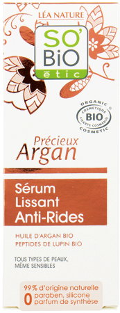 SO BIO PRECIEUX ARGAN Przeciwzmarszczkowe serum wygładzające z olejem arganowym i peptydami łubinu 30ml